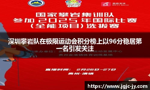 深圳攀岩队在极限运动会积分榜上以96分稳居第一名引发关注